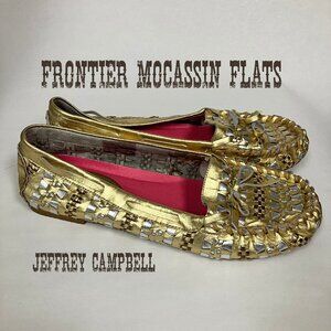 BARELY WORN Jeffrey Campbell Frontier Gold Mocassins, Size 9! Super cute!